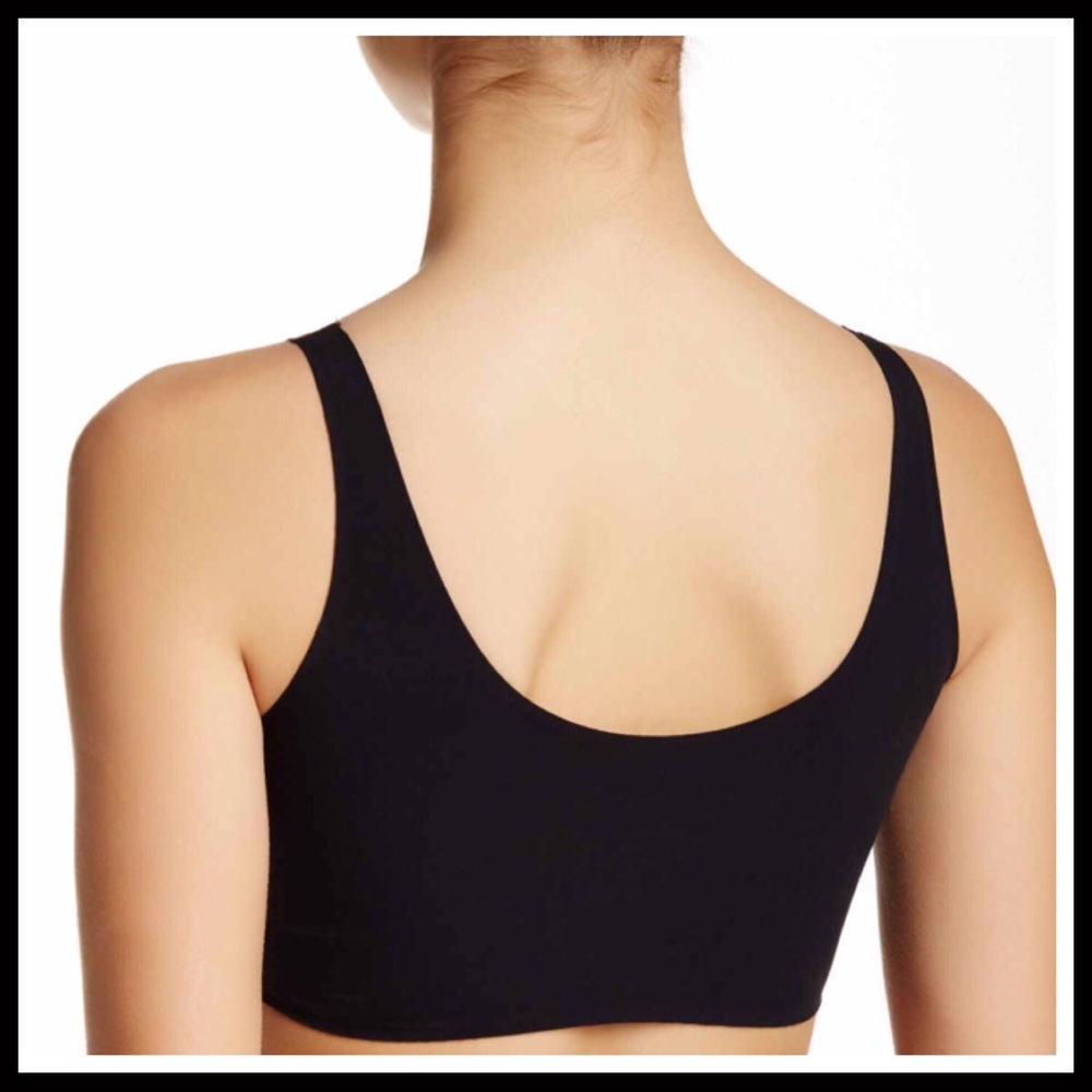 BLACK CROP BRALETTE SHAPER TANK TOP BRA A3C - Picture 2 of 8